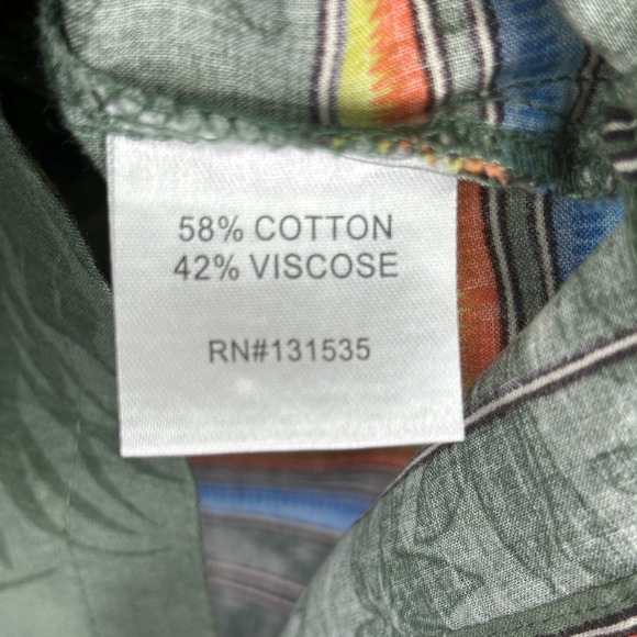Salt Life Men's XL Hawaiian Tropical Green Button Up Striped Multicolor Floral - Picture 7 of 10